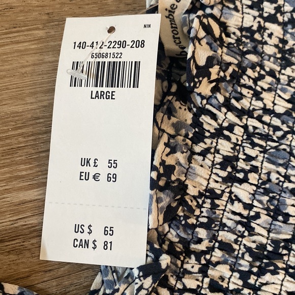 Abercrombie Navy Floral Smock Wrap Shirt - Picture 6 of 6